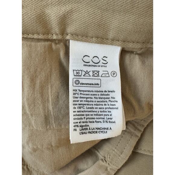 COS Khaki Slacks Pants Preppy Academia Work Office Old Money Wardrobe Staple 30R - Picture 7 of 9